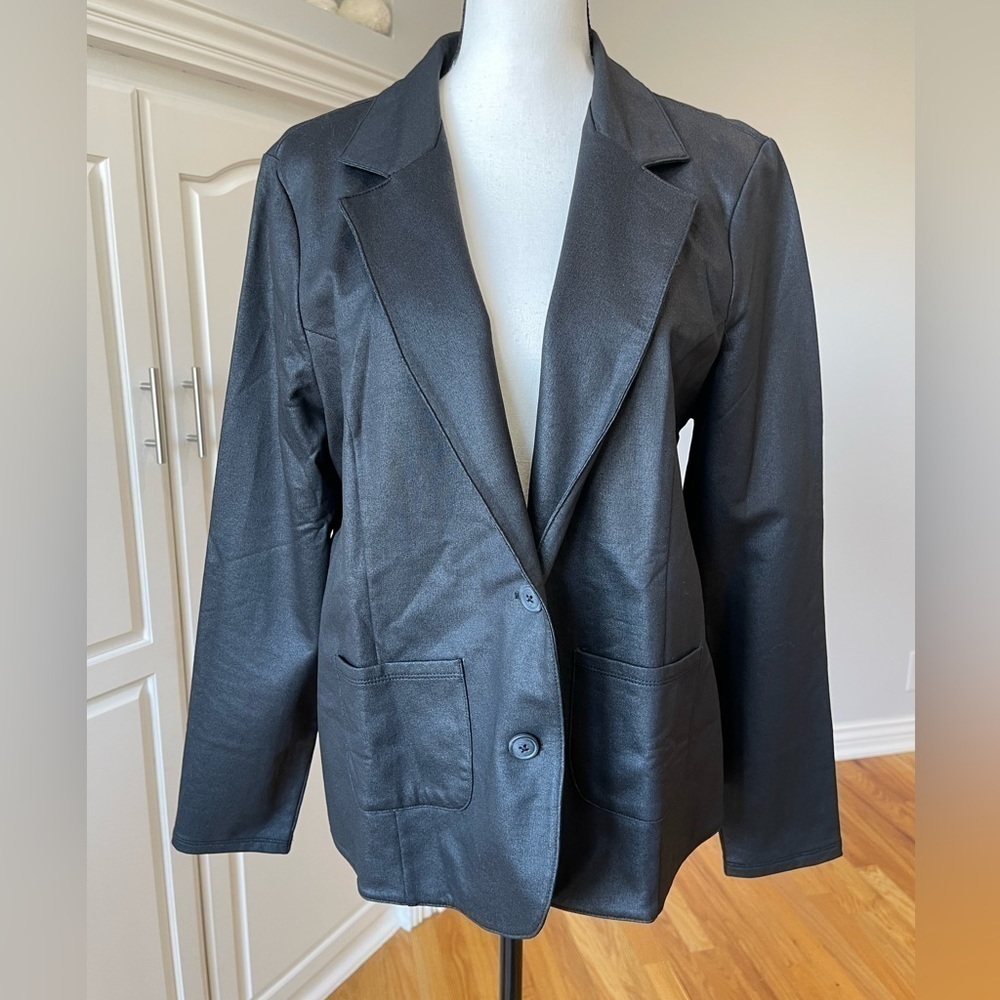 Lucky Bliss California 100% cotton two button blazer in size extra large black